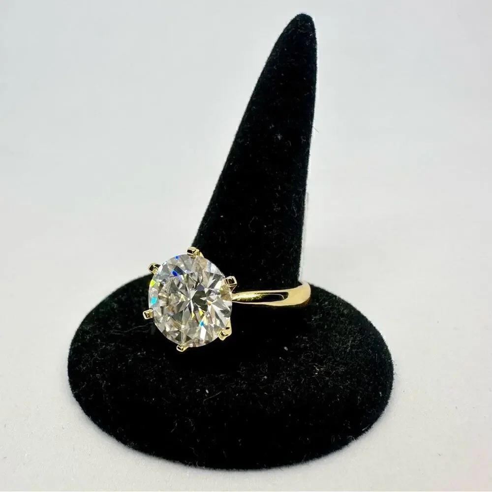 Moissanite Diamond, Yellow Gold 5 Ct Engagement Ring GRA Wedding Size 9 - Picture 7 of 10